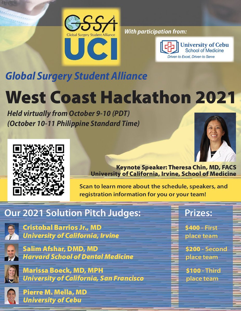 GlobalSurgStudents (@gsurgstudents) on Twitter photo Today is the day for #GSSAHackathon with <a href="/GSSA_UCI/">GSSA at UC Irvine School of Medicine</a>! Good luck to all of the contestants, and we can't wait to hear about all the exciting and innovative ideas for the future of #globalsurgery that will be generated by these bright minds. Today is the day for #GSSAHackathon with <a href="/GSSA_UCI/">GSSA at UC Irvine School of Medicine</a>! Good luck to all of the contestants, and we can't wait to hear about all the exciting and innovative ideas for the future of #globalsurgery that will be generated by these bright minds.