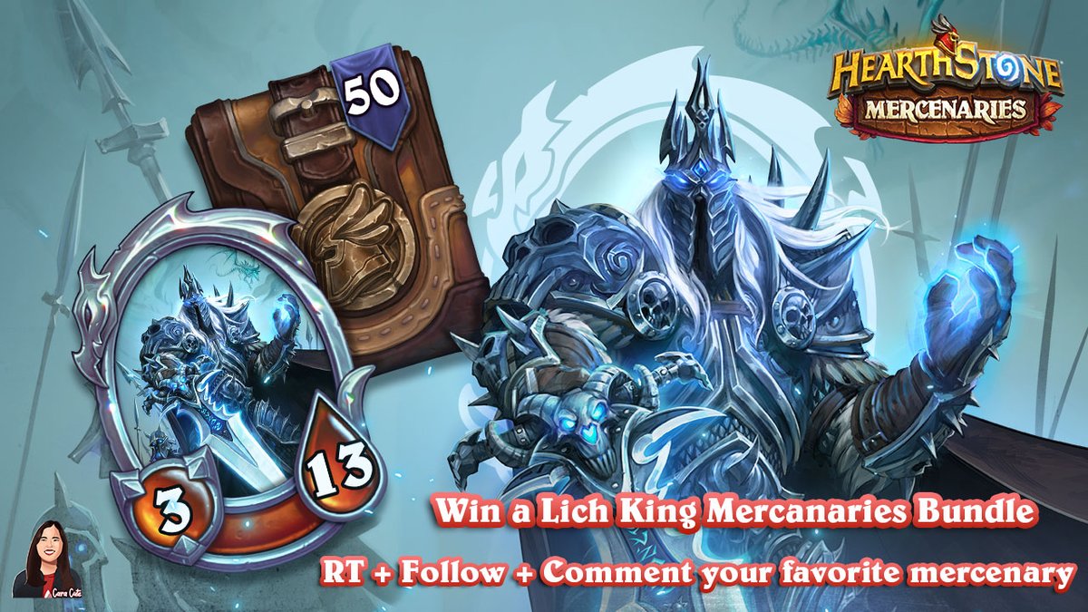CaraCuteGames's tweet photo. 1 Lich king bundle from @PlayHearthstone 

✅RT
✅Follow
✅Comment your favorite mercenary

I'm picking Cariel Roame. Announcement before the mercs launch. #Mercenaries https://t.co/kjVt3tzR92