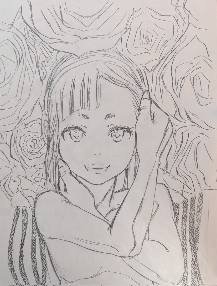 こちらもカエデミノル先生の絵。ペン画は単行本でも見られるけど、下描きはまず公開されないので貴重です。ヨリシロトランク2巻の下描きですかね……完成と少し変わっている点にも注目の下描き。 