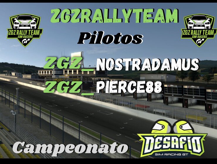 <a href="/Pierce88zgz/">Pierce88zgz</a> <a href="/Nostra991/">Nostra99</a> nos representan en el campeonato desafío vamos <a href="/ZGZRallyTeam/">ZGZ RALLY TEAM Simracers</a>