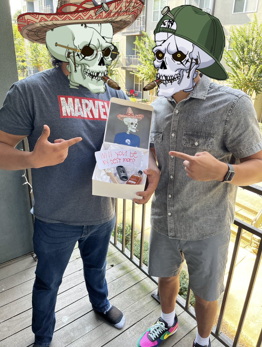 #WickedHalloween today I asked my brother and best friend to be my best man for my wedding. I gifted him with some whiskey, cigar, and his first NFT/Cranium!! Happy to bring this project into my relationships and life. 2 guys enjoying a wicked cigar thats all!! @WickedCraniums