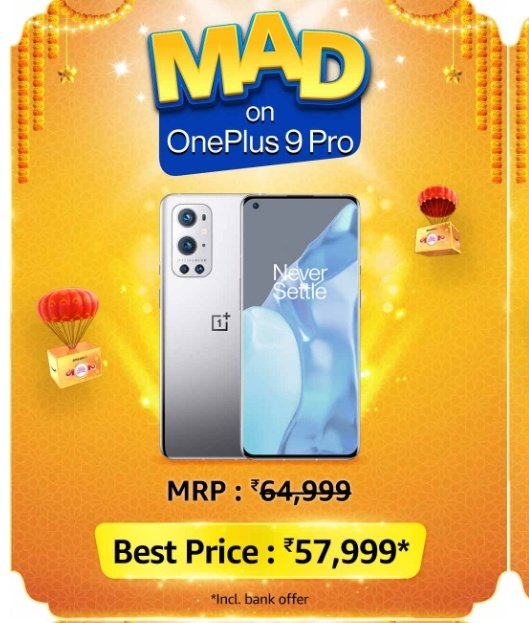diva_tulipss's tweet image. Ans :- OnePlus 9 Pro

OnePlus 9 Pro has Hassleblad's Xpan Panoramic Camera and 120Hz Fluid Display and is available at never before price of ₹57,999 only

 #MADonMobiles
#AmazonMADDealsOnMobiles
@amazonIN
@91mobiles

Big big wish to win this festival season. Really want this one