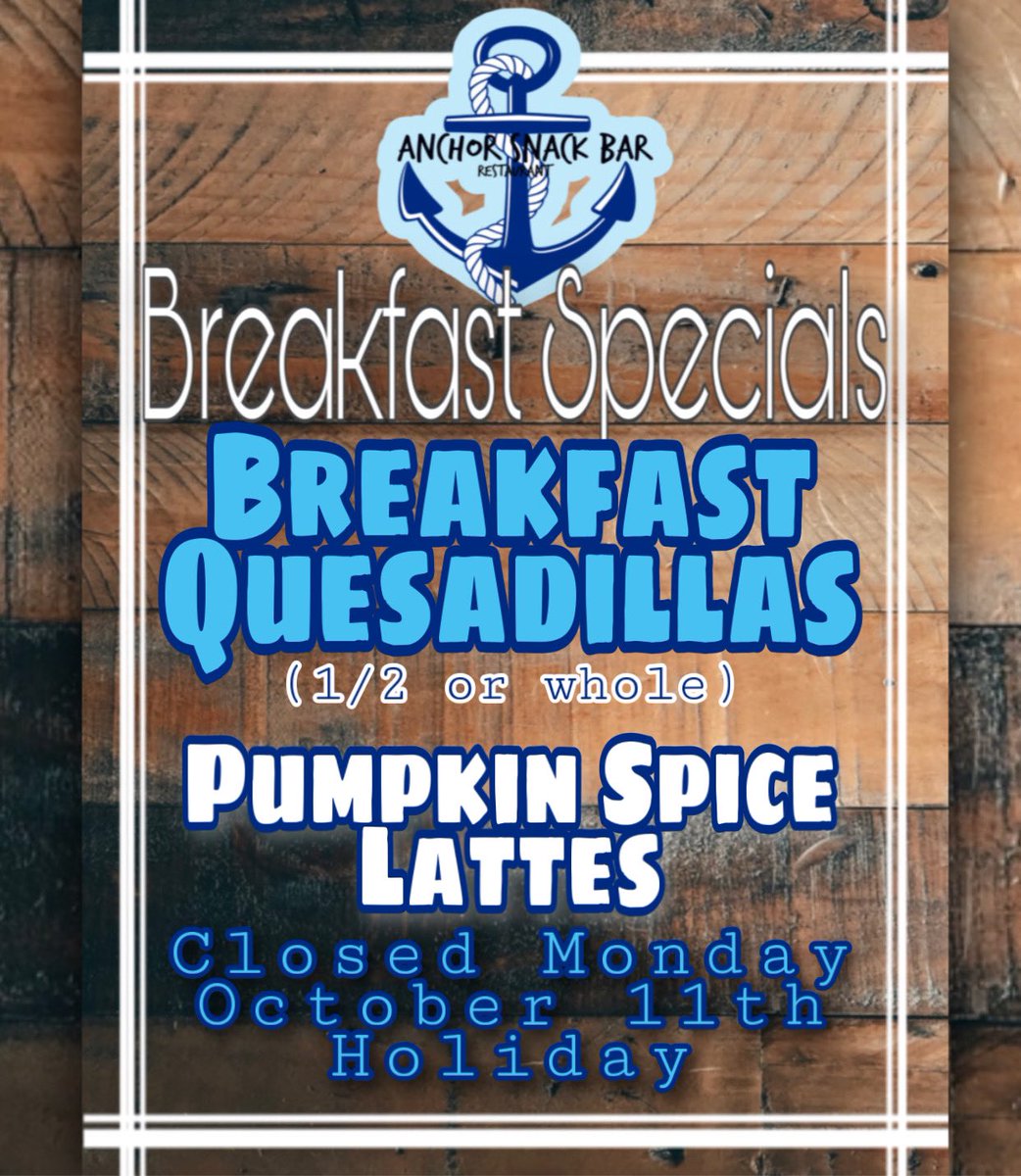 See you tomorrow 🤩7am-11am

For reservations or takeout call 333-4023.
✨🤩Looking forward to having you🤩✨
•
•
•
#anchorsnackbar #espresso #coffee #spanishwells #eleuthera #coffeelover  #coffeeshop #localrestaurant #bahamas #local #diner #cafe #breakfast #bahamiancoffee
