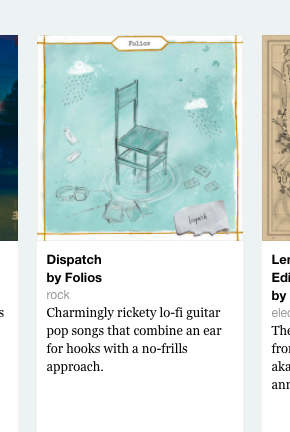 my friend @martin_devaney & his new project @foliostheband are parked on the front page of @Bandcamp today. Congrats Martin.