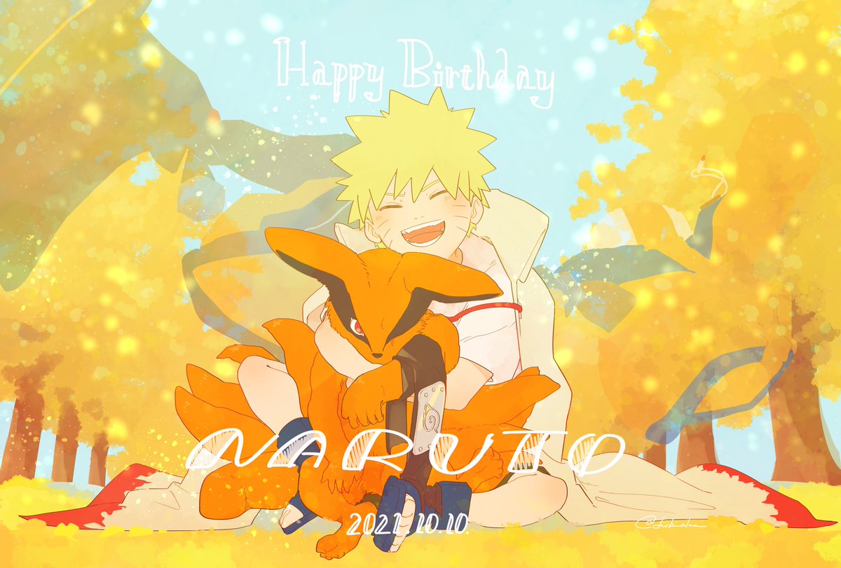 uzumaki naruto blonde hair 1boy closed eyes smile male focus tree whisker markings  illustration images