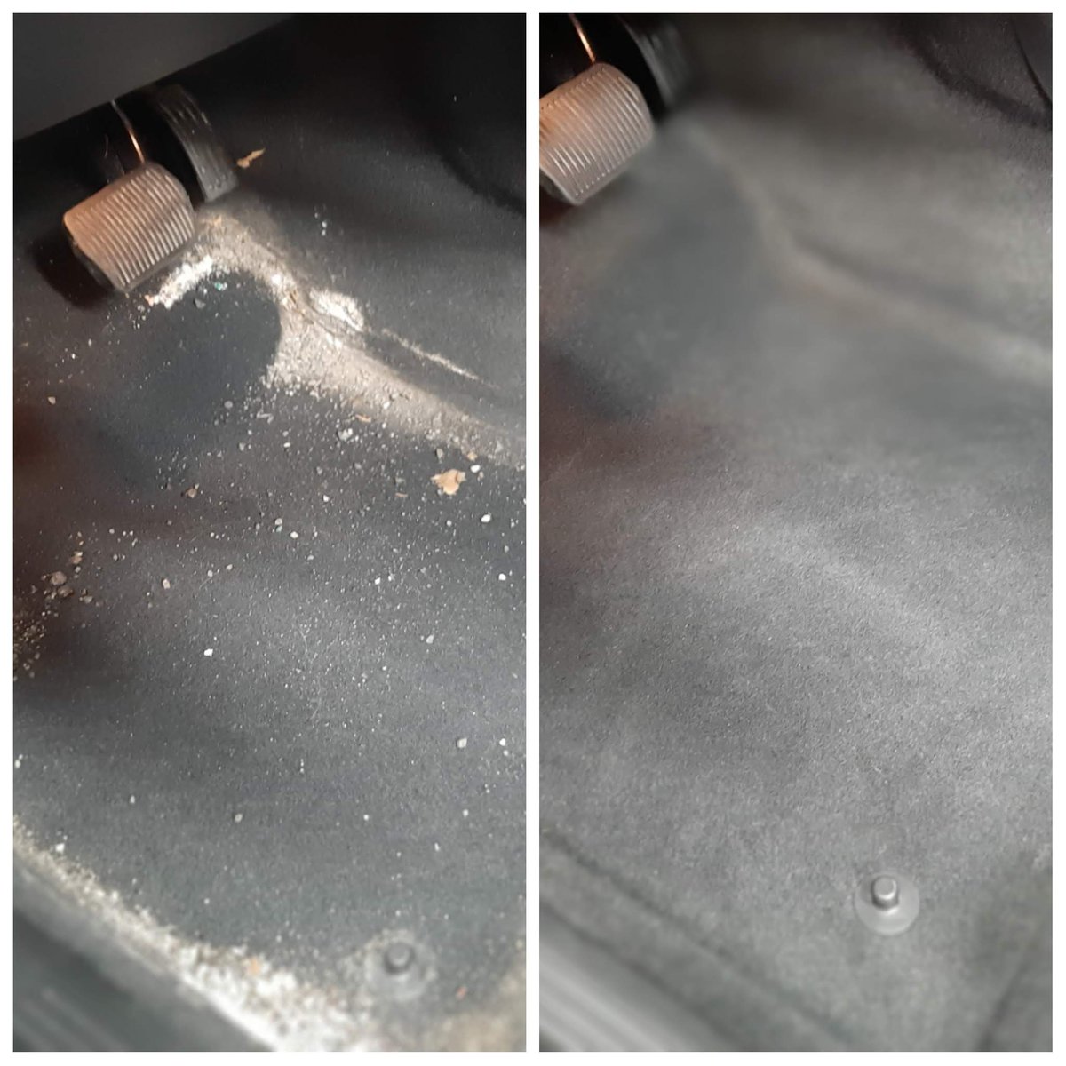 Winter salt stain removal from driver floor. This service is completed in our three detailing packages😍

♦️ extractor machine shampoo (anti-bacterial)
♦️ wet/dry vacuum

Learn more: jrekautocare.com/packages