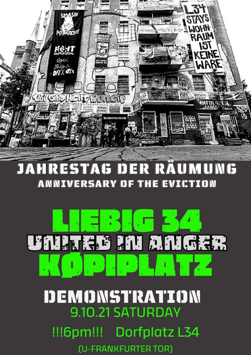 One hour to the demo
Stay safe, take care on each other!
Köpi Platz ❤️ Liebig 34
EA number 030 6922222
#b0910 #köpibleibt #liebig34