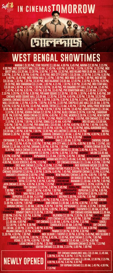 TollyBanglaBox1's tweet image. #Golondaaj Hall List

#HallCount - Approx. 145+

@idevadhikari @m_ishaa @AnirbanSpeaketh @dhrubo_banerjee @SVFsocial