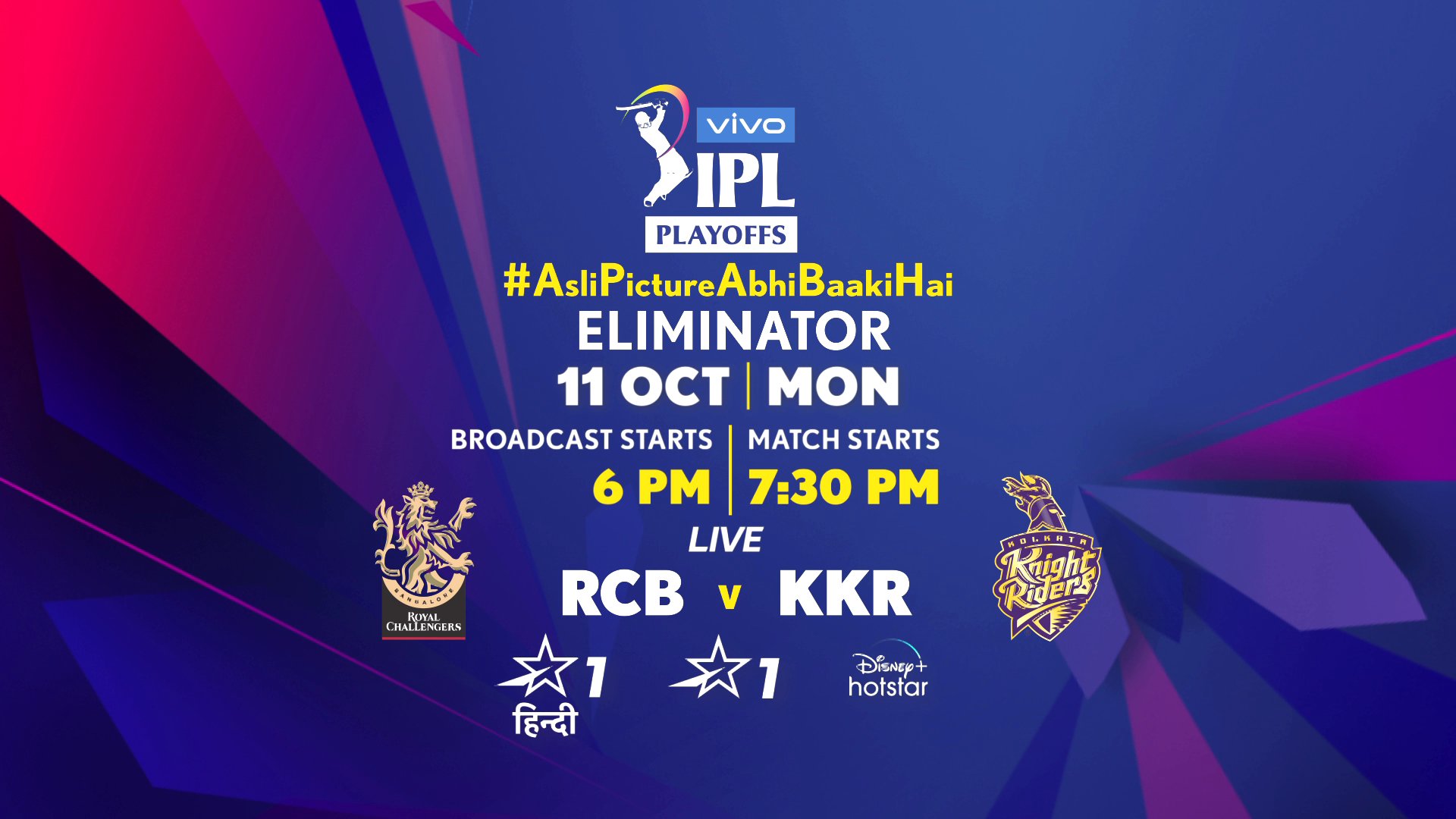 VIVO IPL 2021 Eliminator RCB v KKR