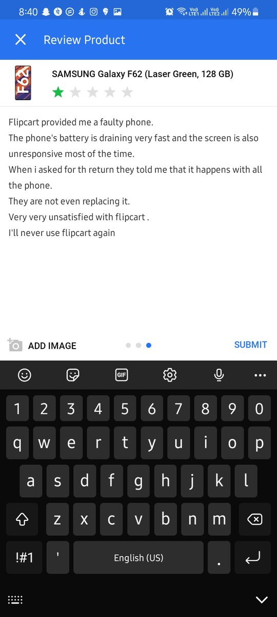 PrajjwalRamola's tweet photo. Really disappointed with @Flipkart services ordered a phone of @SamsungMobile during sale I got defective piece it has manufacturing default wanted to cancel my order but everytime my request got cancelled by @Flipkart https://t.co/TORBPrj85s