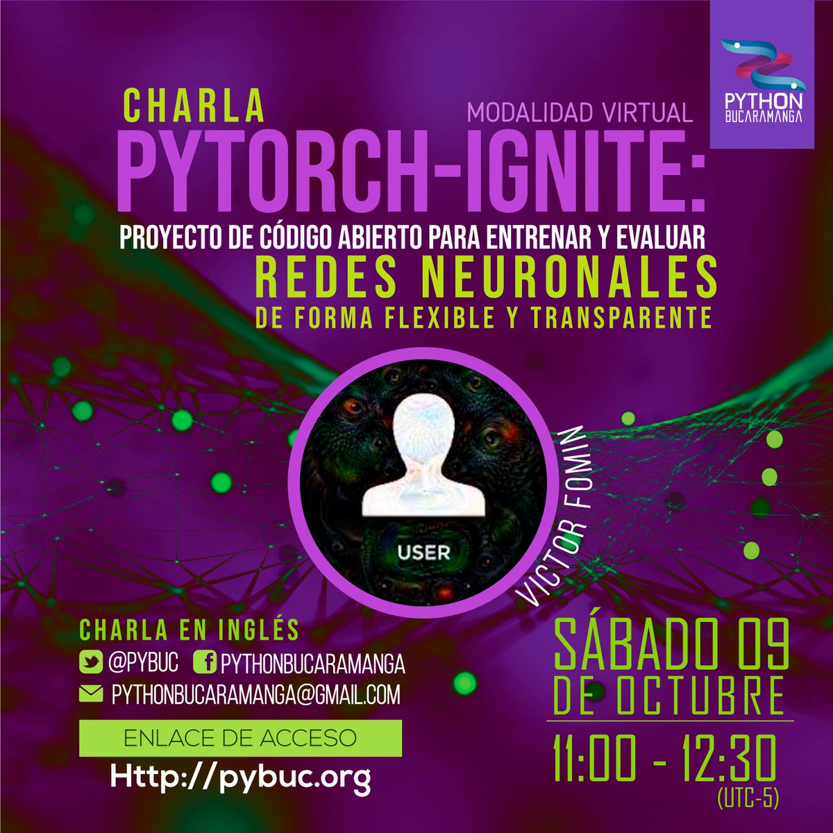 PyBuc's tweet photo. Buenos dias!!! 

A las 11:00am vamos a dar inicio a nuestro meetup de Python Bucaramanga, no te lo pierdas!
Link: https://t.co/O3jaGzJit5
#pythonprogramming  #python #meetup  #pythonBucaramanga https://t.co/JHmCFue4Xy