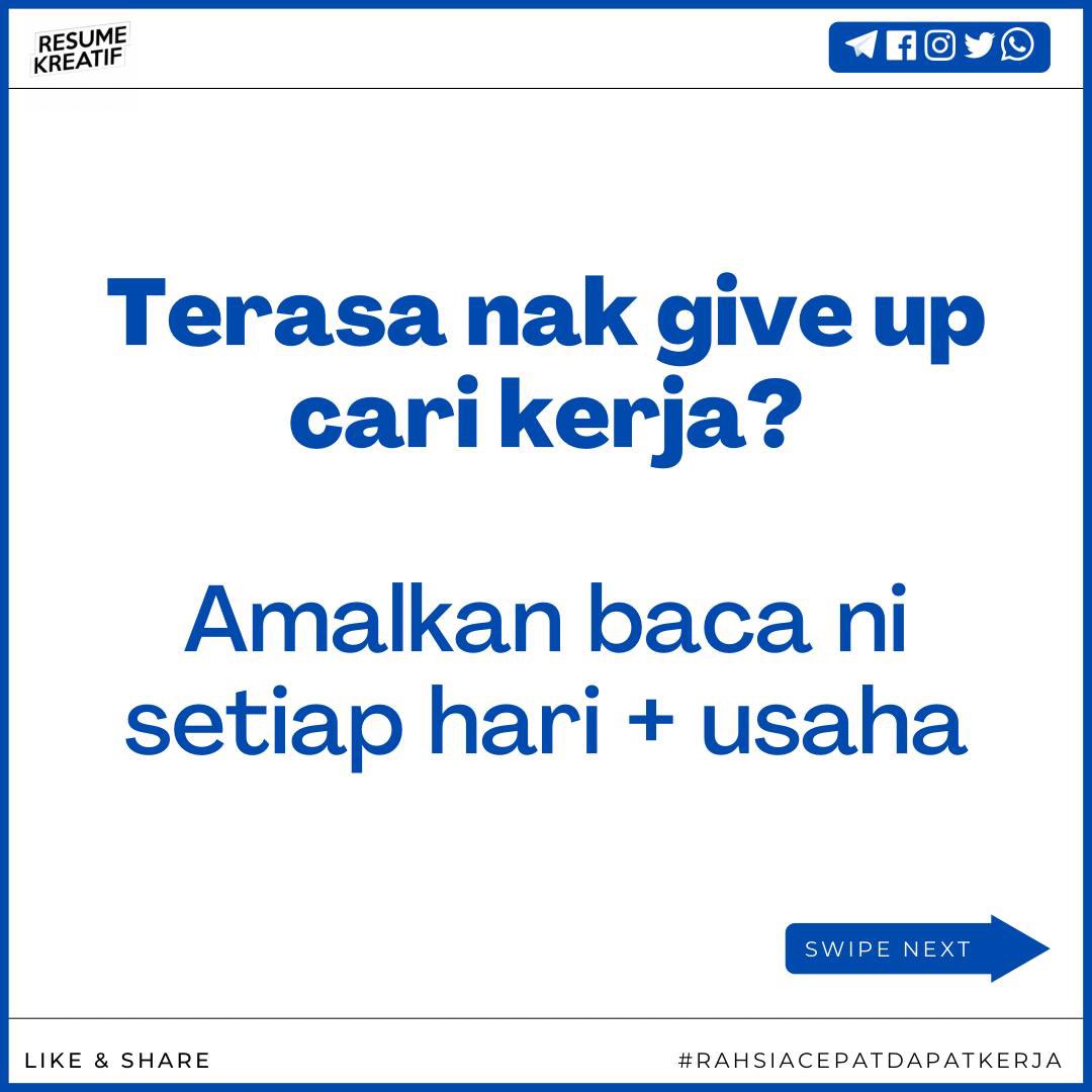freshgradkerja's tweet photo. Terasa macam dah nak give up cari kerja?

Amalkan baca ni setiap hari + usaha https://t.co/9PqSGJRVTu