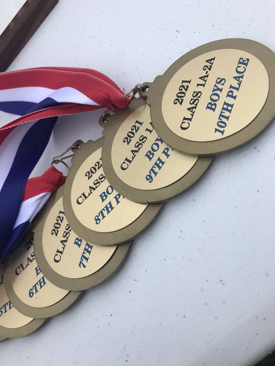 EricSplit's tweet photo. A sneak peek at the hardware they are giving out today π #OvacChamps @OHMileSplit @OVAC_Sports https://t.co/mh2OqDrNRi