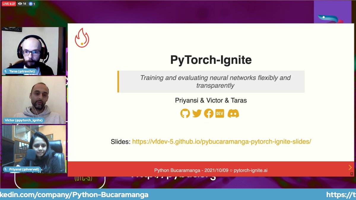 PyBuc's tweet image. Ya estamos en vivo!!! we are already live!!!
#python #pybuc #pythoncolombia #programming #pytorch