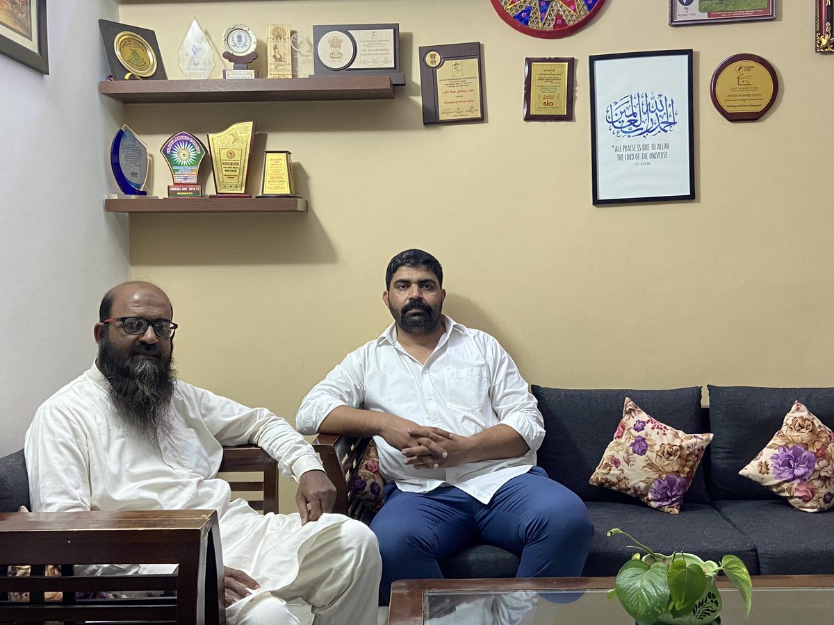 Zaheer bhai from Karnataka visited my place today. He along with his brother was detained under TADA in 1994 only to be declared innocent by SC in 2016 after 23 yrs in jail. Irony is that system has no compensation or accountability for this torture & detention.