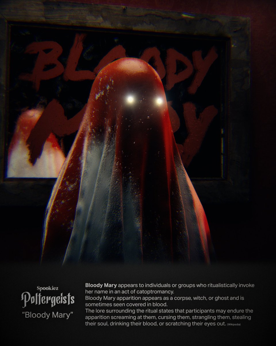 Spookiez2's tweet photo. Announcing Poltergeists. A limited run of Spookiez based on real life hauntings. Only for the month of October.

Each Spookie is custom made and 1/1 with color and monochrome variants. 

"Bloody Mary" is available now on @hicetnunc2000 
👇🏽👇🏽
https://t.co/basN16K3qA https://t.co/adlWwqZsQS