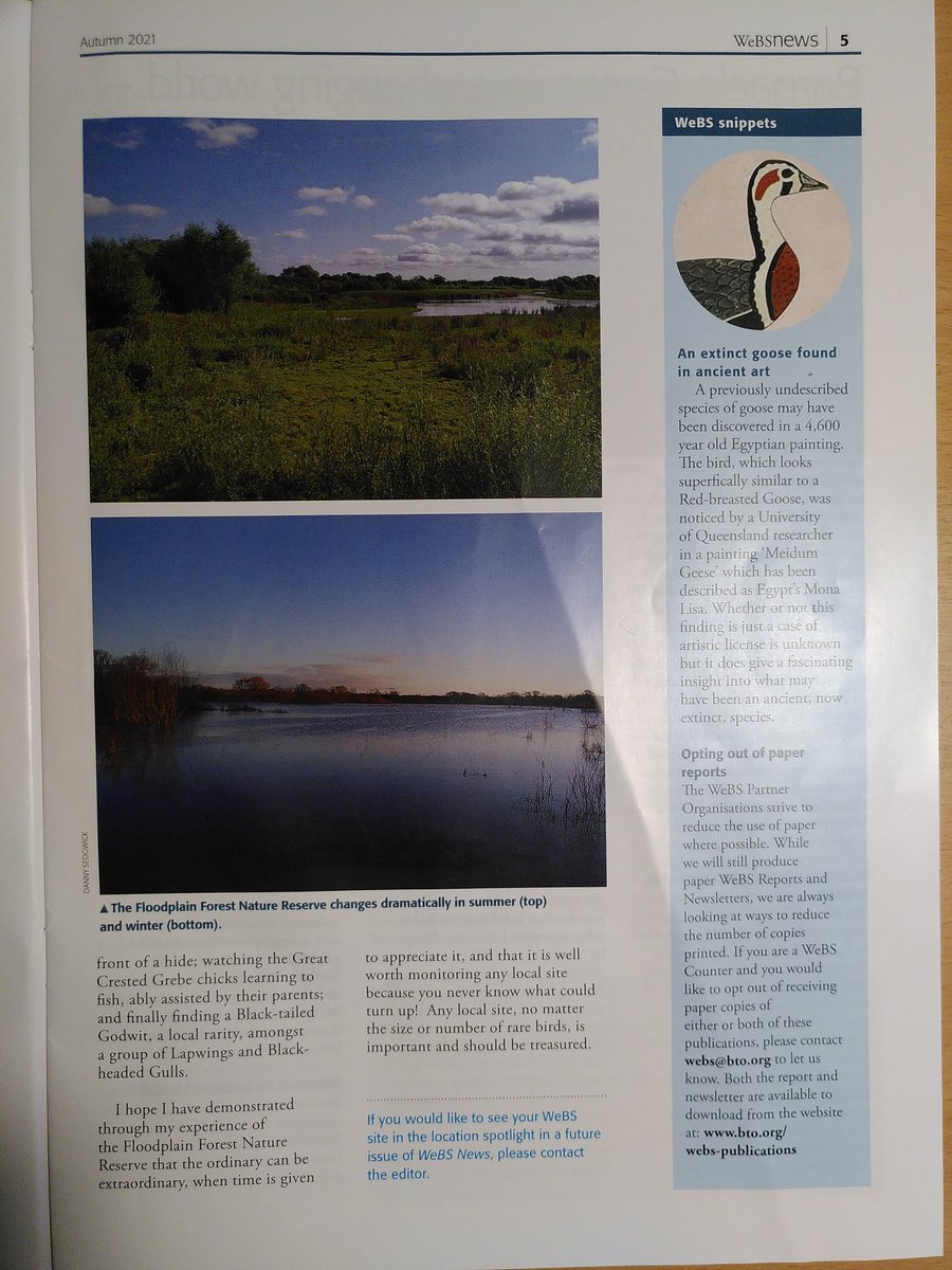 Chuffed to see the article that I wrote for the @WeBS_UK newsletter in print! In the article I discuss the importance of surveying local sites and the joys which it can bring! 
@_BTO @BirdingClimate #youngbirder