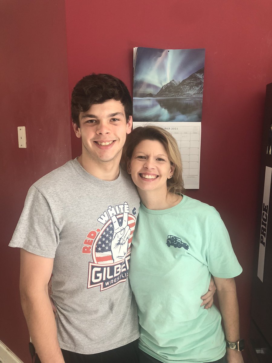 gregrayprice's tweet photo. So glad to have @kota82803 back home this weekend! So proud of him. And 👀 the shirt @GilbertWrstling Dogs missed him too! https://t.co/pAsDc5M0ah