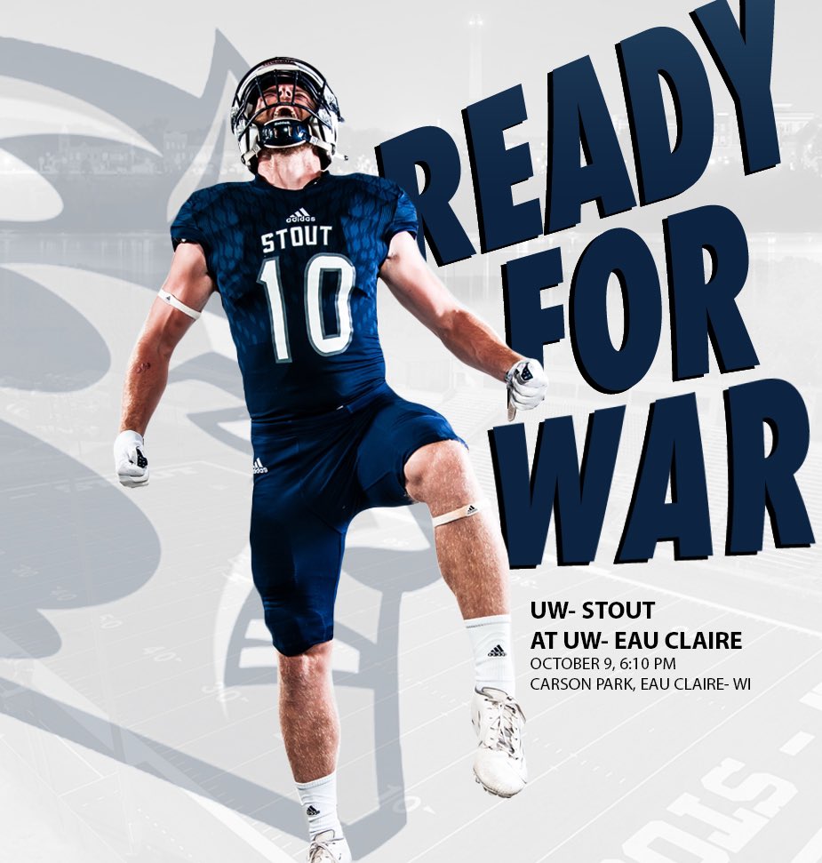 🚨GAME DAY vs UW-EAU CLAIRE🚨

🏆 WAR ON I-94
⏰6:10PM 
📍Eau Claire, WI - Carson Park

📺 portal.stretchinternet.com/uwec/

📻iheart.com/live/news-talk…

📈 blugolds.com/sports/fball/2…

📖 stoutbluedevils.com/news/2021/10/7…

#BleedBlue | 🔵⚪️ | T.P.C.