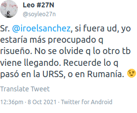 iroelsanchez's tweet photo. Exceso de optimismo y creencia en que quienes son amenzados por su "tolerancia" son de su misma estirpe. ¡Qué miedo me dan! https://t.co/ADRm0XoqhS
