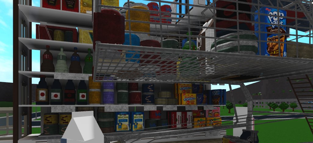 um totally didnt forget to post this like 2 months ago but here is a giant supermarket shelf w <a href="/Banana_Builds/">BananaBuilds</a> in the shopping cart ♥️ 

this build was for bbl2 week 3 that I never submitted LOL