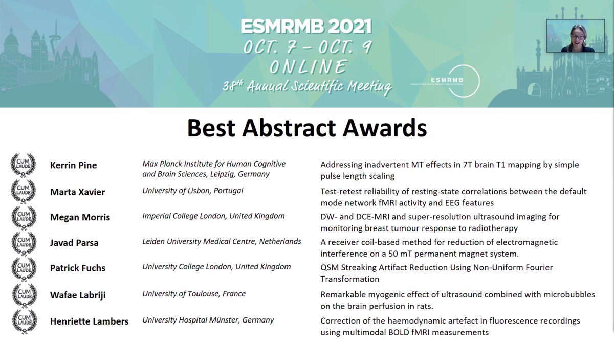 ESMRMB's tweet photo. Congratulation to all best abstract awards #cumlaude #magnacumlaude #ESMRMB2021 https://t.co/DMADlasz40