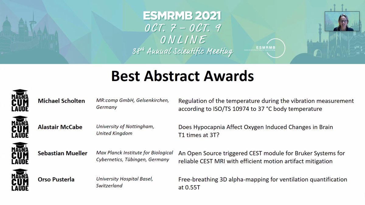 Congratulation to all best abstract awards #cumlaude #magnacumlaude #ESMRMB2021