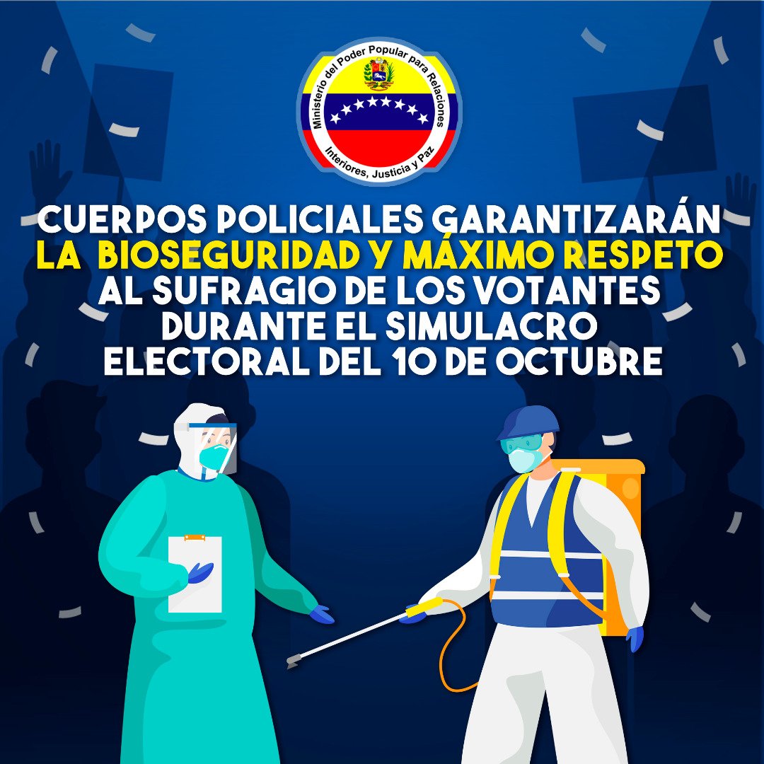 #Invitación ✔ Este Domingo 10 de octubre participa en el simulacro electoral y prepárate para ejercer el derecho al sufragio para las elecciones regionales y municipales el próximo 21 de noviembre.

#VenezuelaTieneConQué
