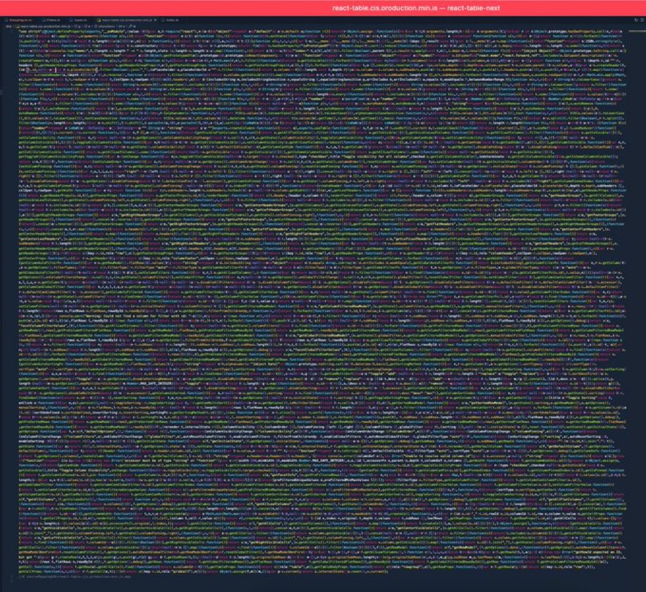 MertSusur's tweet image. Artık kimse okunabilir kod yazmıyor. Nerede eski kodlar🥲 ecüş bücüş yazıyorlar hep.
#ReactTable v8 gzip olarak 8kb’mış.