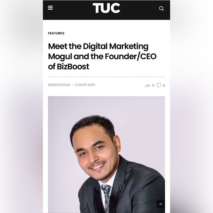 @TheSoulfulEMU (CEO/Founder) of @BIZBoost & @BTweeps_ latest feature is in @TUC_Media 🎉🎉

He is on the home page!!!!! Way to go Mohd!!! 🎉🎉 #trueurbanculturemagazine #bizboost #btweeps #mohdimran #visionaryminds #digitalmedia #newarticlealert 

tucmag.net/features/meet-…