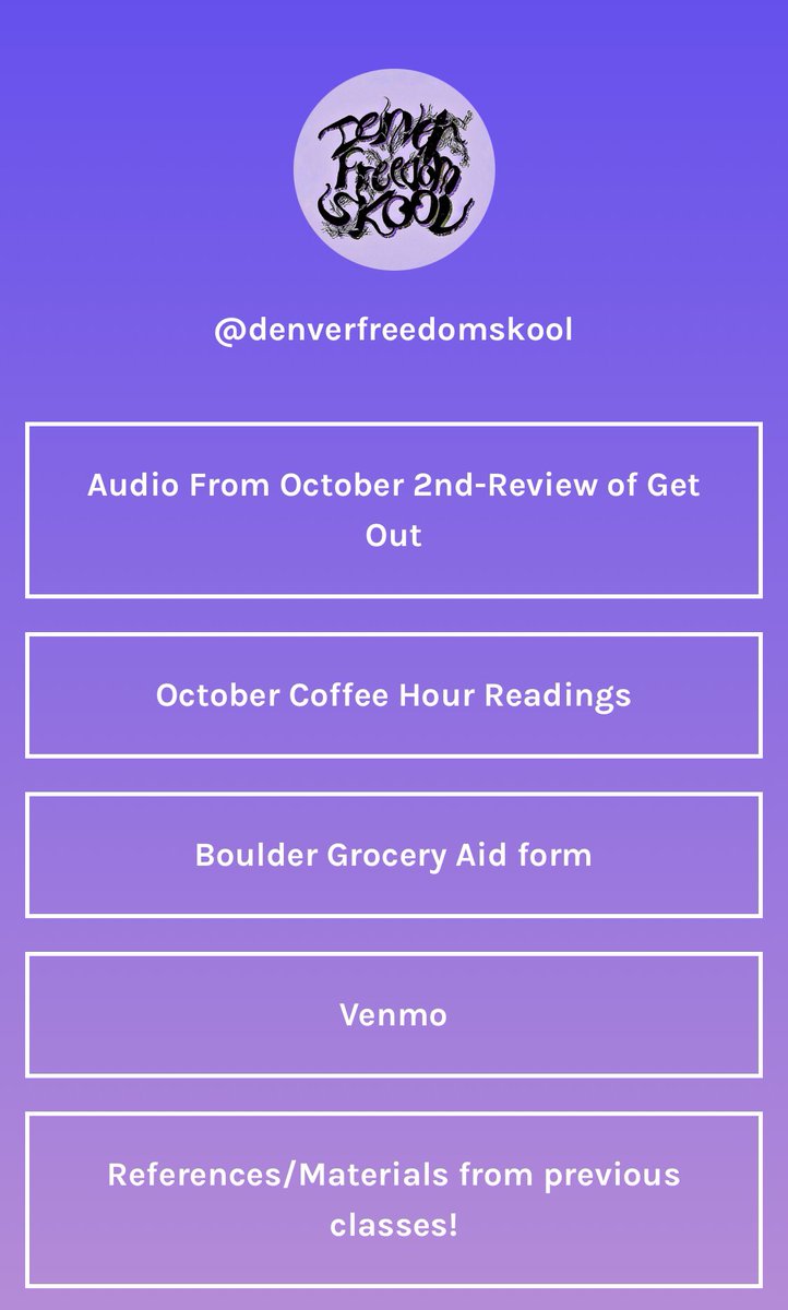 denverfreeskool's tweet photo. recording from last week’s coffee hour discussion is live on our link tree! 

we discuss get out, anti-blackness, othering, pessimism, the violence of liberalism, and the responsibilities of choice! 

~go listen~ https://t.co/BVK2IoO2NJ