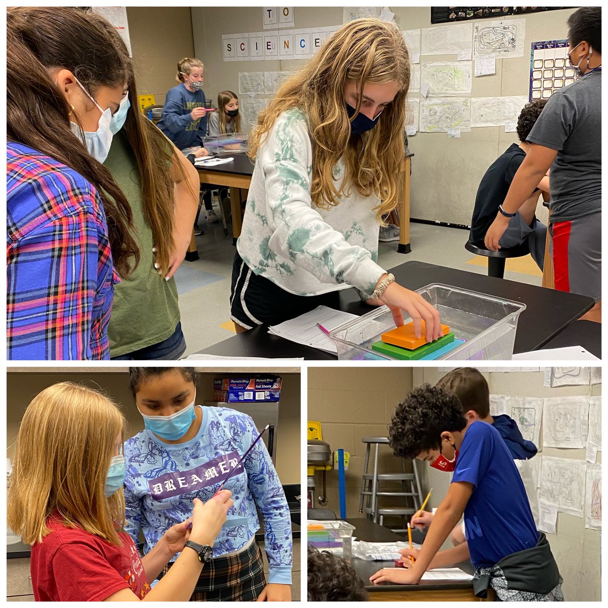 BVMS 6th graders creating boxes and nets. Learning about surface area and volume.