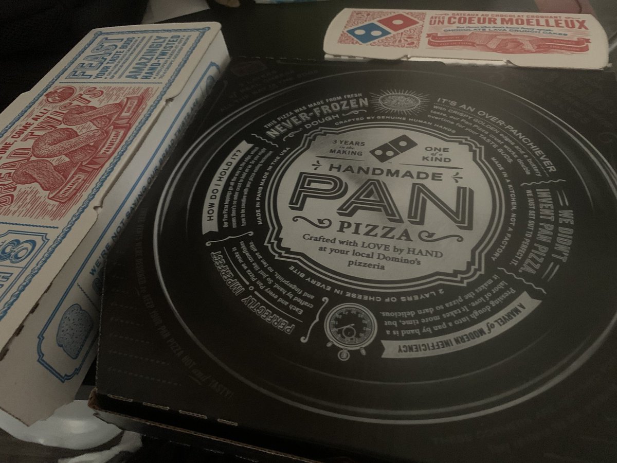 DBaxFanAJ's tweet photo. I got @Dominos delivered and they brought me a Surprise Free! Gotta love lava crunch cakes! #FreesNotFees https://t.co/JcFhPTmDf5