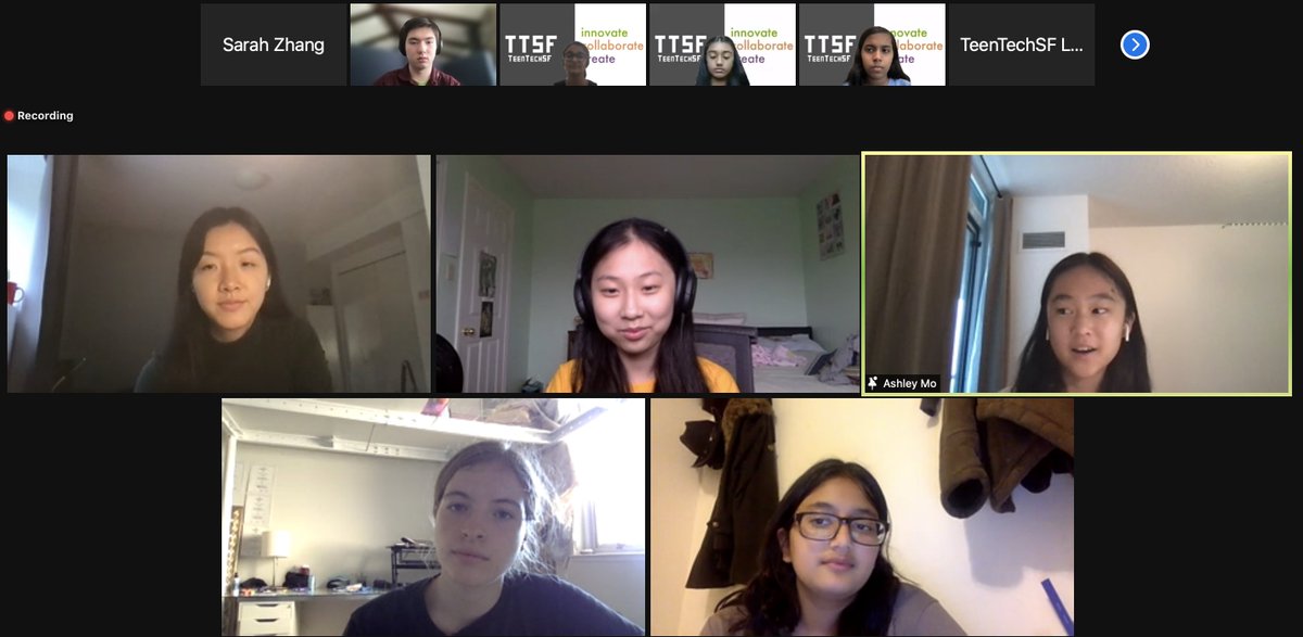 Sarah22661008's tweet photo. @teentechsf 2nd Panel starting right now! We have Hailey Mah from Feminist AI, Elsa Bosemark from Safe Bites, and Ashley Mo, Emma Gui, &amp;Aastha Shukla from The Knowledge Society! https://t.co/9sBMABltws