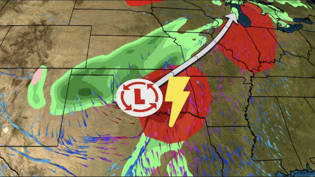weatherchannel's tweet photo. Severe thunderstorms are expected in the Southern Plains on Sunday, then the Midwest into Monday. 

Forecast details: https://t.co/0BacVWYf0i https://t.co/AkZIZXKrs2