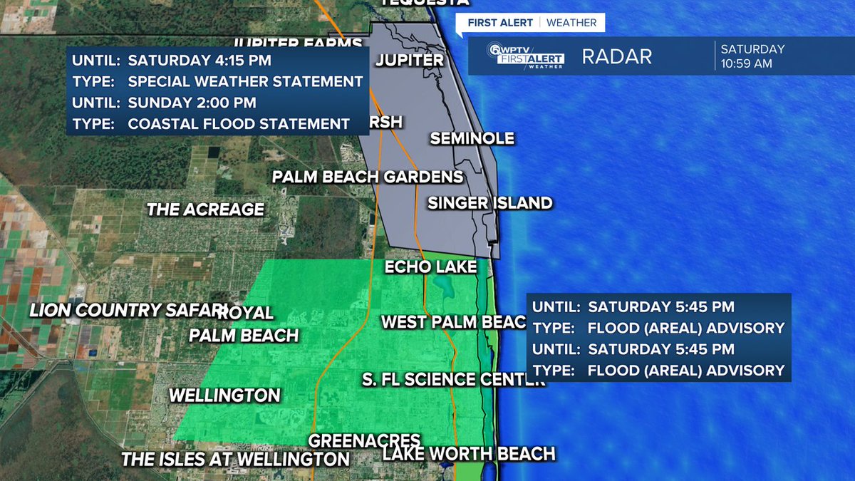 KateWentzelWX's tweet photo. Flood advisory in effect for West Palm Beach and surrounding communities.  Strong storms will continue to move through the area with frequent lightning, gusty winds, and torrential downpours. https://t.co/cZ5vxDNtKK