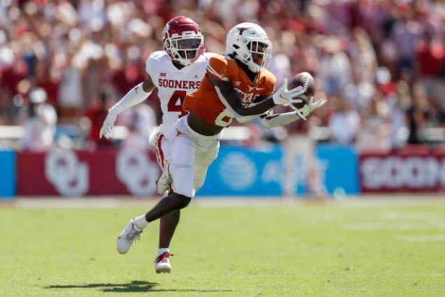 Xavier Worthy’s 261 yards receiving today is second best all time in the storied history of Texas football. Jordan Shipley in 2009 had 273. What a game for the true freshman in heartbreaking loss to Oklahoma.  @_CGFootball