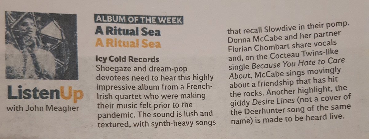 ARitualSea's tweet photo. Big thanks to @johnmeaghermuso @Independent_ie making our debut Album of the Week ❤

#aritualsea #icycoldrecords #shoegaze #dreamwave #synthwave #IrishMusicParty #indiemusic #newwave #music #newmusic #Dublin https://t.co/BwEgYdB5V7