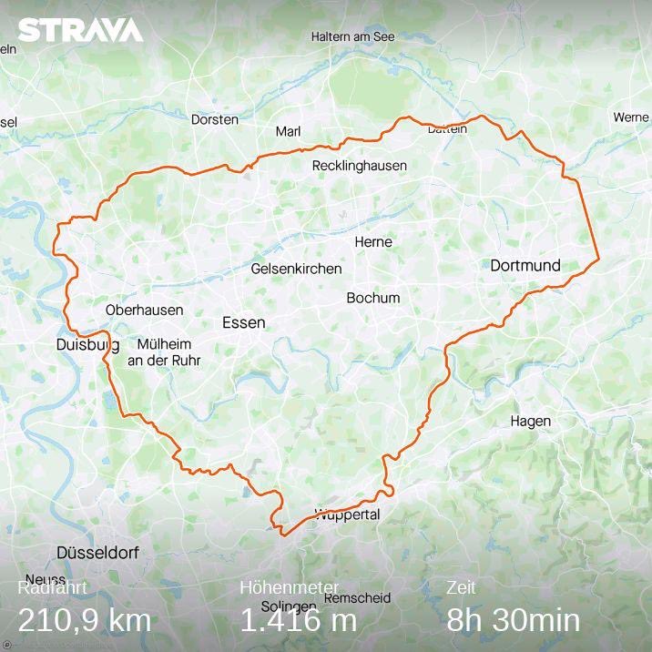 „Schon‘ Dich mal am Wochenende“, hat sie gesagt, „fahr‘ nur eine Runde um den Pott.“
Hab‘ ich gemacht!