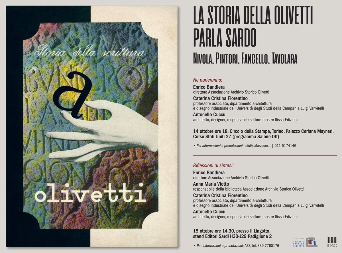 ilissoedizioni's tweet photo. @ilissoedizioni a Torino con @ArchOlivetti al Circolo della Stampa di Torino e al @SalonedelLibro, a presto https://t.co/OCz7vO7KDW