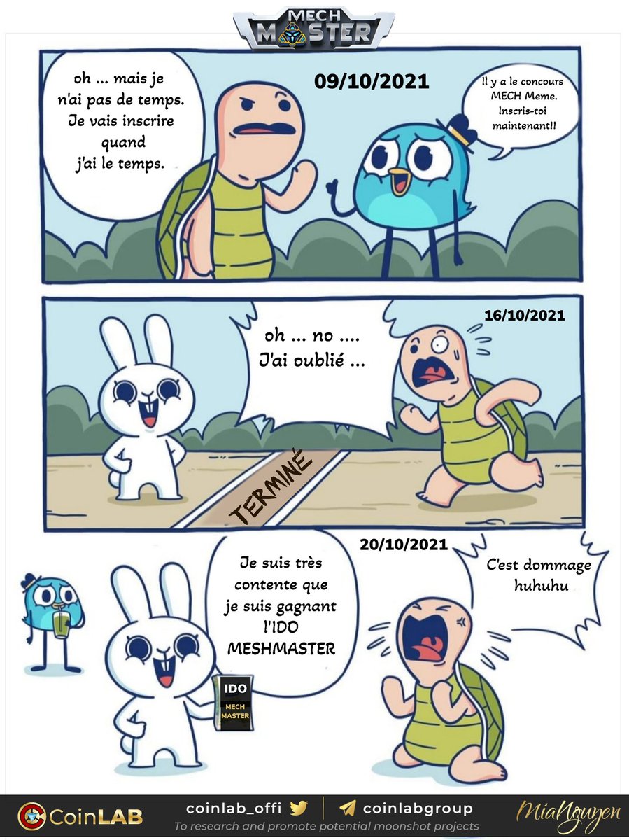 Mia06892's tweet photo. 🌟 Rejoignez le concours Meme et gagnez l'IDO de #MECHMASTER 
👉 Abonnez @MechMaster_IO
👉 https://t.co/r096EFcDlu
👉 Faites Meme avec le sujet “Mech Master — Build it, Own it.”
👉 tag #MechMaster $MECH #MechMasterIDO #meme #NFT #BSC #DeFi https://t.co/A1Pb1BXkFr
@CoinLAB_Offi https://t.co/HSXywu9XRA