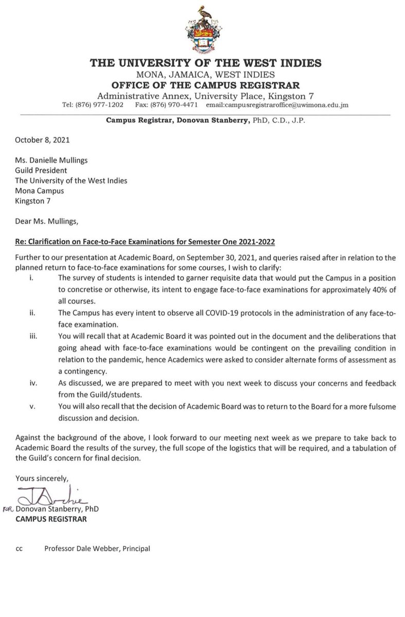 damullingstweet's tweet photo. After (again) raising our concerns to the campus’ senior administration, I received this letter from the Campus Registrar insinuating that a decision around face-to-face examinations has not yet been made. https://t.co/RAYY9iFQxT
