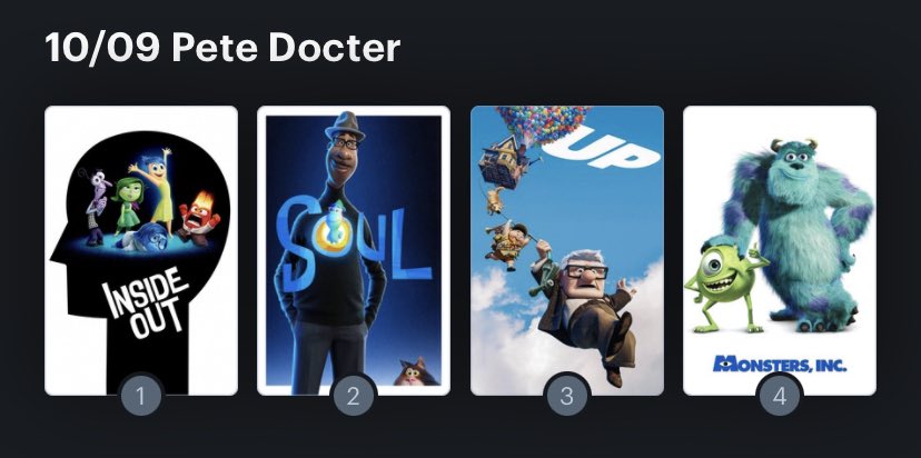 Hoy cumple años el director Pete Docter (53). Happy Birthday ! Aquí mi Ranking: 