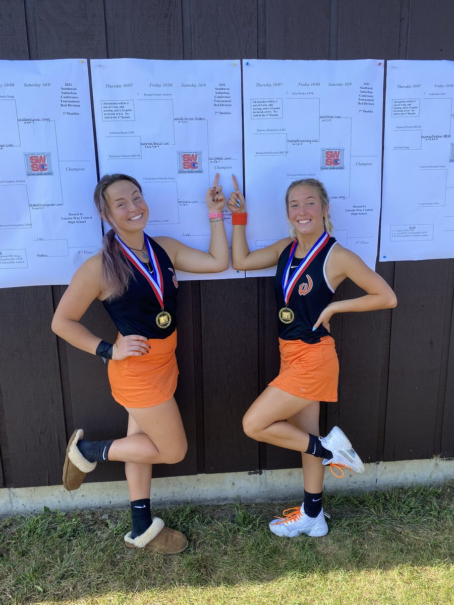 LWW_Tennis's tweet photo. SWSC Red Conference Champs! On our doubles side… 1st Doubles- Sarah Fuchsgruber&amp; Grace Denton: 2nd place, 2nd Doubles- Hannah White&amp; Cate Gerl: Champions, 3rd Doubles- Megan Klee&amp; Madison Wasko: Champions, 4th Doubles- Ashley Lee&amp; Halie Forsythe: 3rd place!! https://t.co/QObX31QkBt