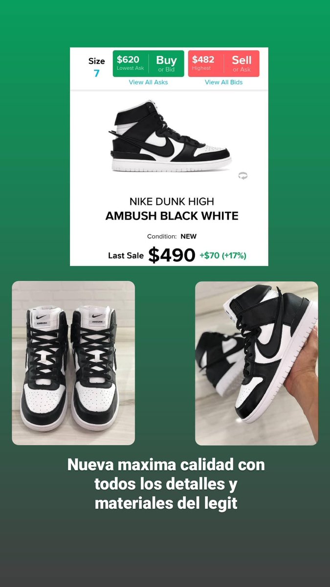 EditionShoes's tweet photo. #Nike #Dunk #Ambush 
La Nike Dunk High Ambush Black llega con una parte superior de cuero blanco y negro , esta nueva calidad llega con todos los detalles del autentico 
24 Hrs +  1 Accesorio + Bolsa
TOTALMENTE GRATIS 
+Info: +17867106661
(WhatsApp)
#shoes_pro_edition https://t.co/KMgEwTlshX