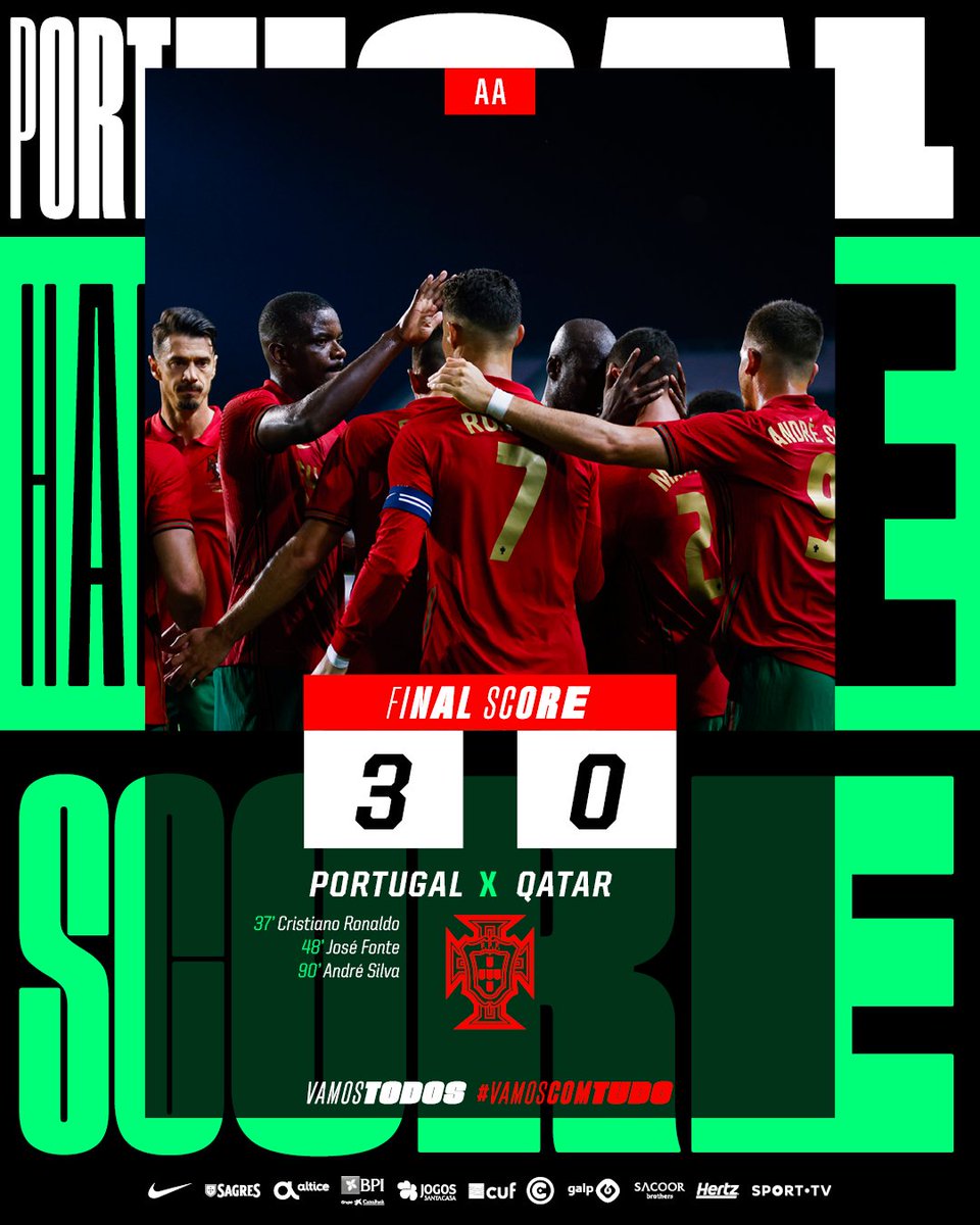 selecaoportugal's tweet photo. ⏹ 90' Our job here is 𝘿𝙊𝙉𝙀 😎✅
Luxemburgo, vemo-nos na Terça-Feira! ✊

#PORQAT | 3-0 | #VamosComTudo #TeamPortugal https://t.co/DCIrqyZZro