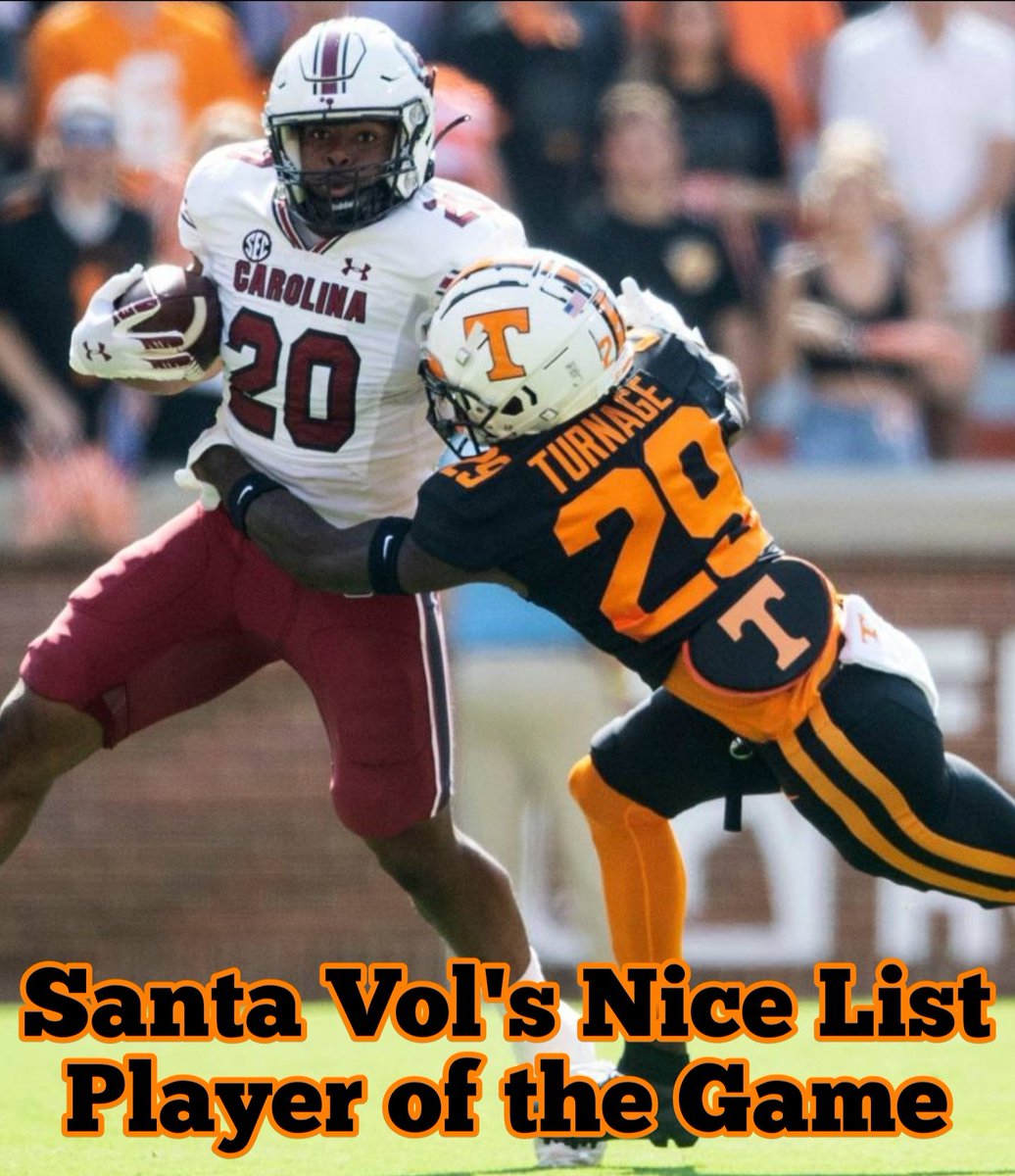 Santa_Vol's tweet photo. Making his first career start redshirt sophomore cornerback Brandon Turnage recorded a team high 14 tackles, 2 of them TFL. For stepping into the starting lineup &amp; stepping up to meet that challenge he is my Nice List Player of the Game. https://t.co/To8MJAGMZO