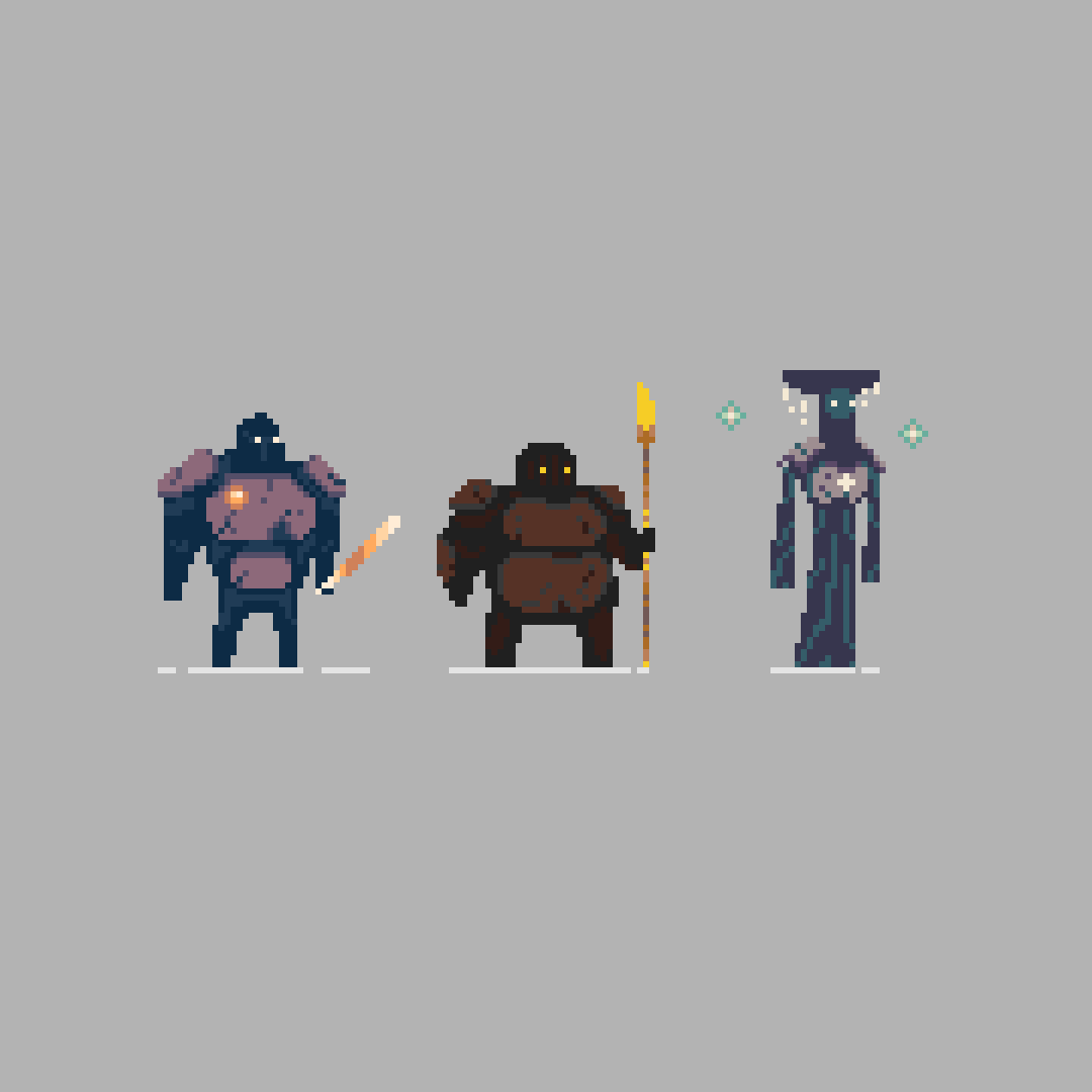 pixelhunter_art's tweet photo. Day 20: Titan
I kinda envisioned these as hybrid classes (from left to right)
1. Support DPS
2. Tank Lancer
3. Specialist Scout
#slso8 #rustgold8 #seafoam25 #pixelart #spritember2021 https://t.co/3UHZmNk84S
