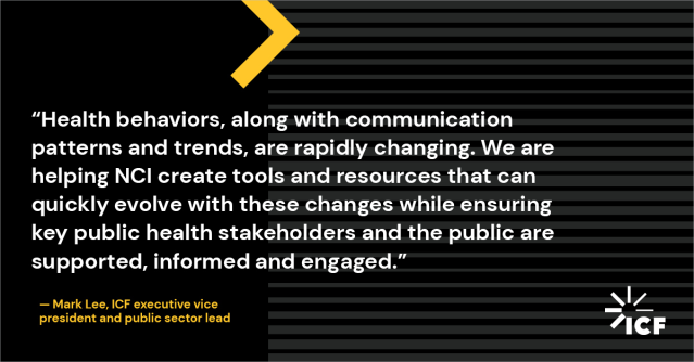 marcialiu2005's tweet photo. Awesome to see that teams from across @ICF and @ICFNext will be working to provide digital communications strategy, design and implementation support for @theNCI's vitally important mobile health initiatives. https://t.co/SX7DP8f2TU https://t.co/ETCMtgfPxR