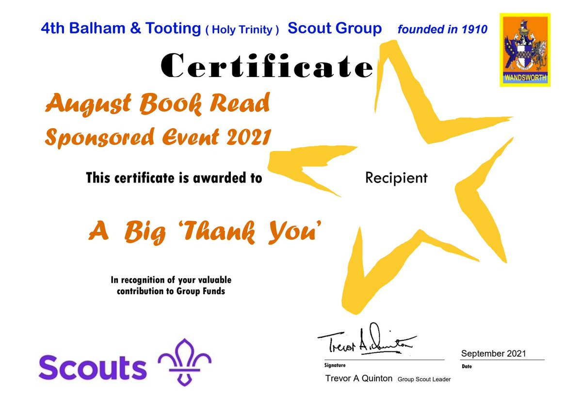 Congratulations to all our Beavers, Cubs and Scouts for completing the August Book Read sponsored read this summer. Certificates have now been issued. Well done! 🏅📘